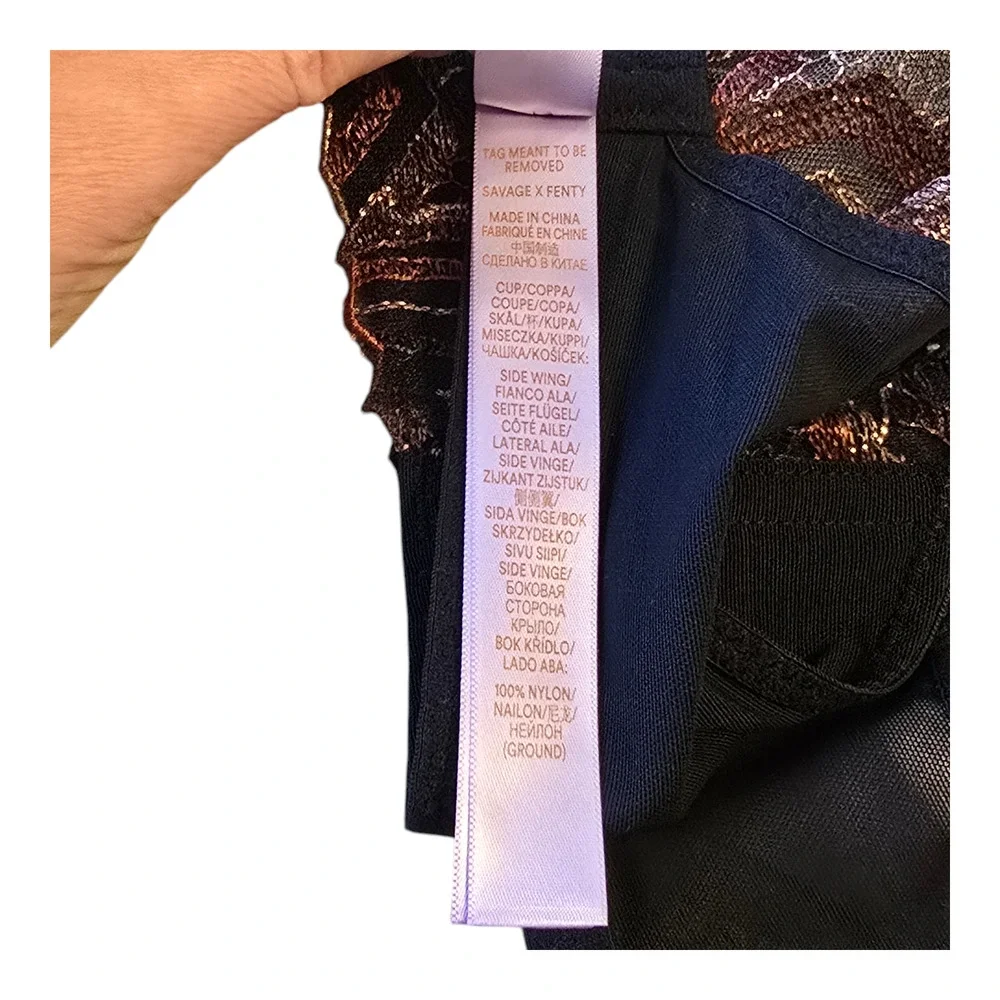 Savage x Fenty Bra Size 34B Henna Red Shining Star Unlined Demi Embroidered - Picture 6 of 8